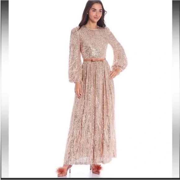 Antonio Melani Sequin Feathered A-line Dress Size 2 NWT - Picture 3 of 12